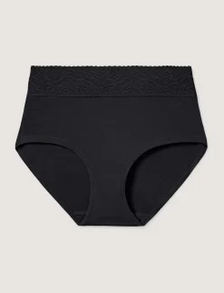Women's Cool Cotton High Rise Brief, Lace Waist