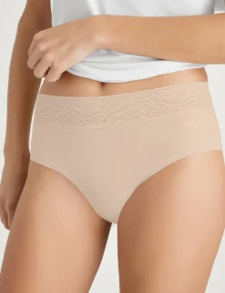 Women's Cool Cotton High Rise Brief, Lace Waist