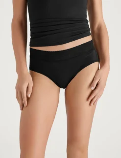 Women's Cool Cotton High Rise Brief, Lace Waist