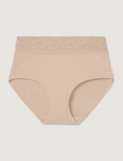 Women's Cool Cotton High Rise Brief, Lace Waist