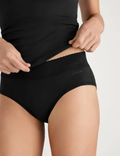 Women's Cool Cotton High Rise Brief, Lace Waist