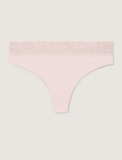Women's Cool Cotton Thong, Lace Waist (3-Pack)