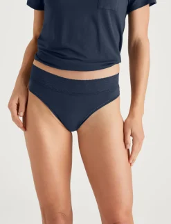 Women's Cool Cotton Thong, Lace Waist (3-Pack)