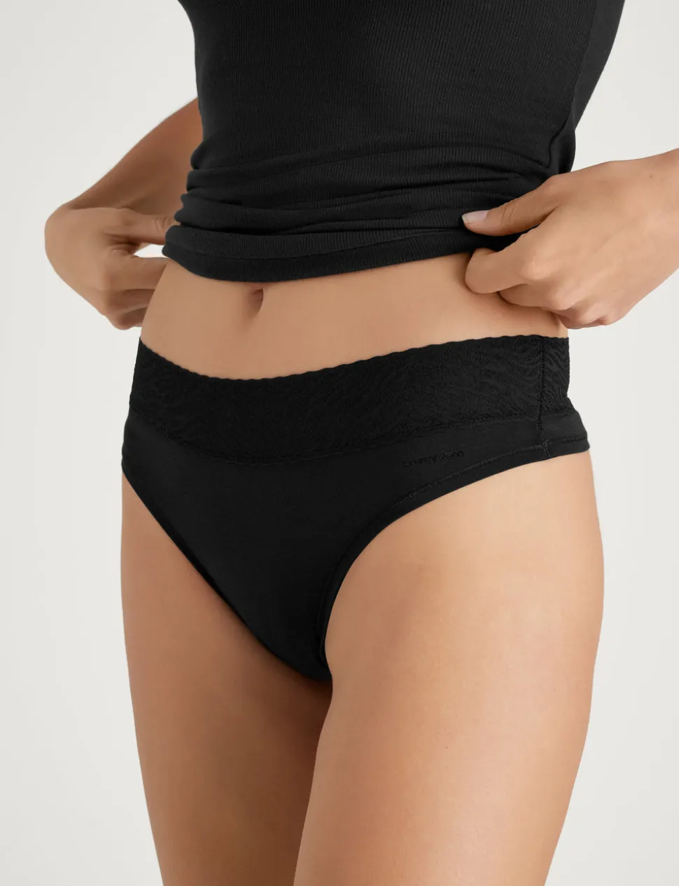 Women's Cool Cotton Thong, Lace Waist (3-Pack)