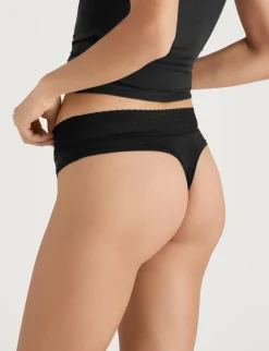Women's Cool Cotton Thong, Lace Waist (3-Pack)