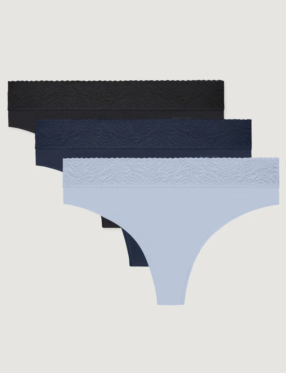 Women's Cool Cotton Thong, Lace Waist