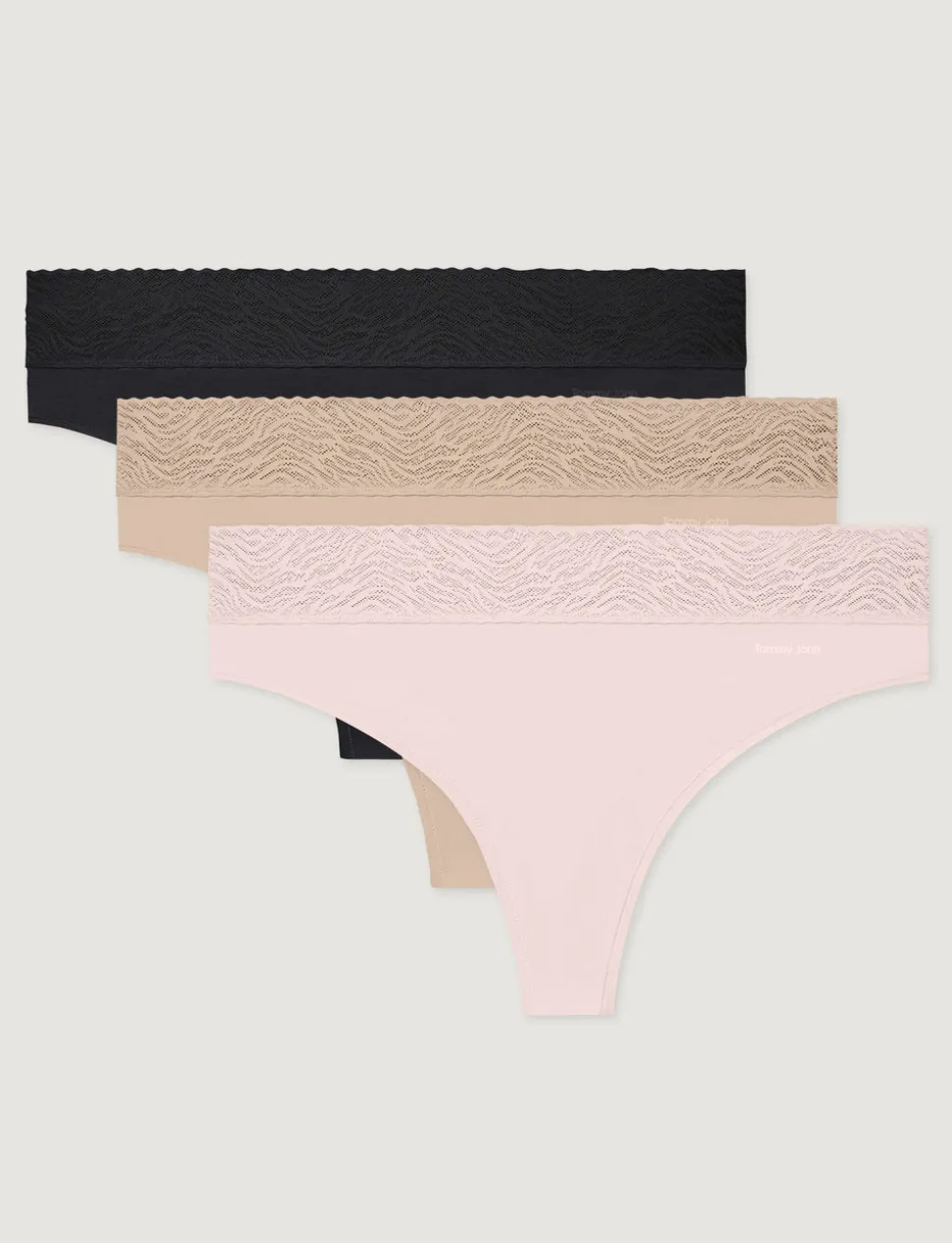 Women's Cool Cotton Thong, Lace Waist