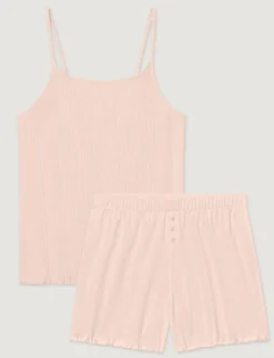 Women's Cotton Pointelle Rib Cami & Short Set