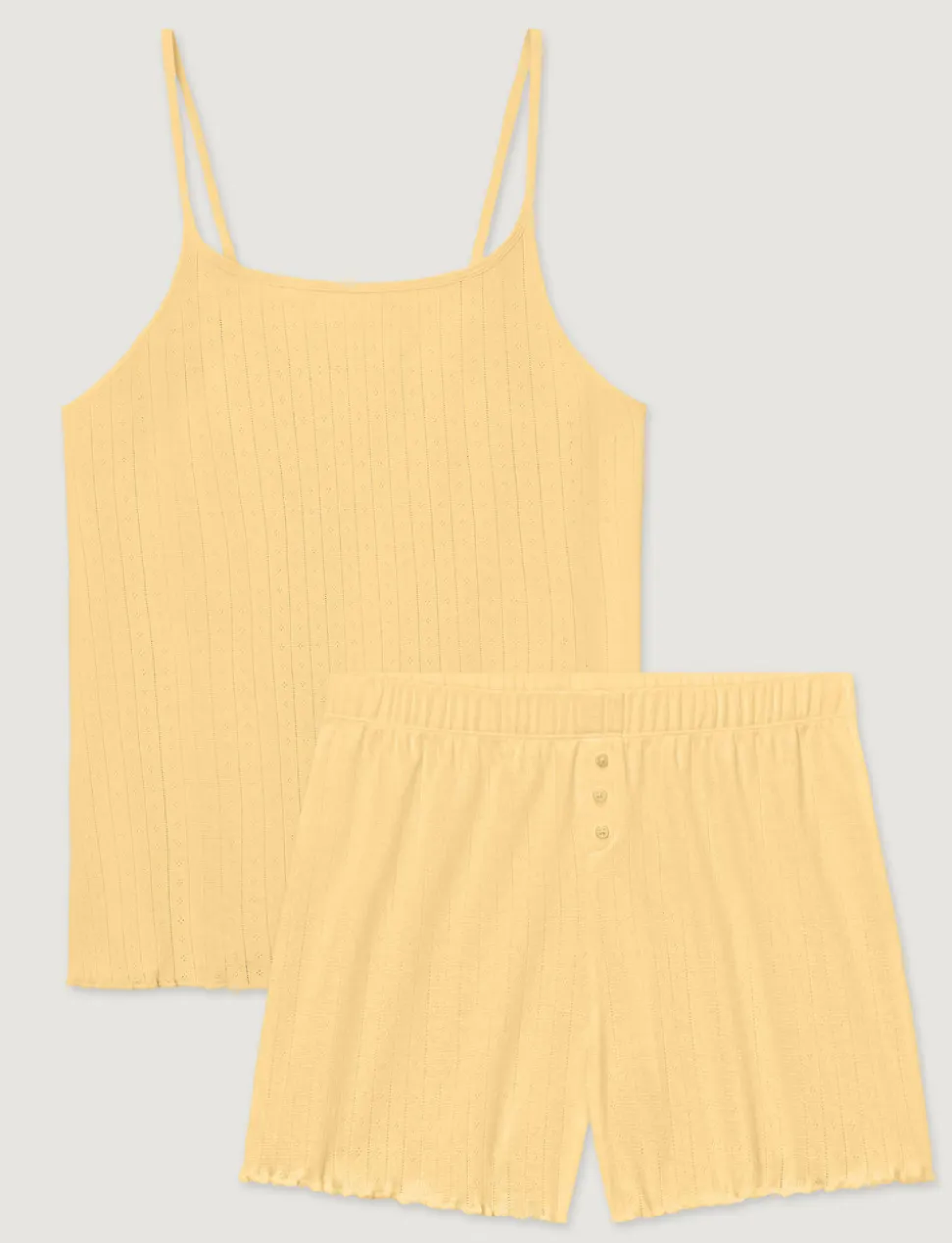 Women's Cotton Pointelle Rib Cami & Short Set