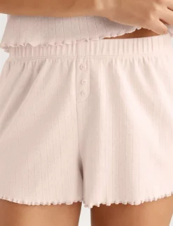 Women's Cotton Pointelle Rib Cami & Short Set
