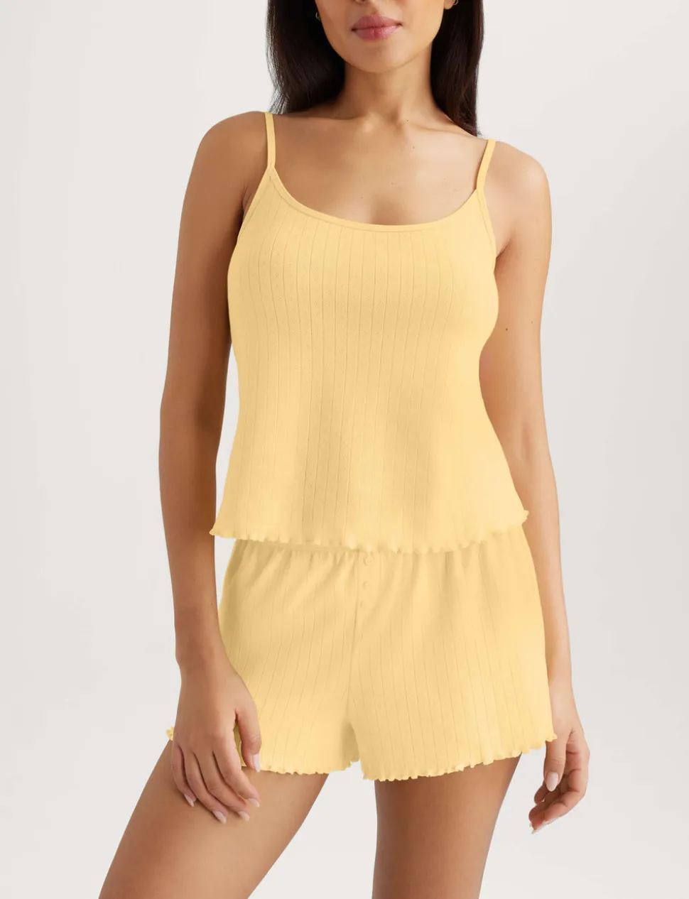 Women's Cotton Pointelle Rib Cami & Short Set