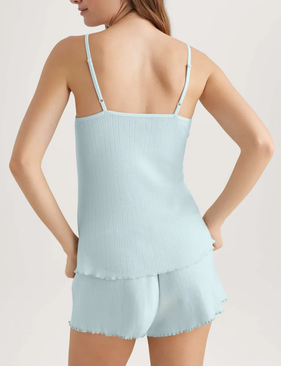 Women's Cotton Pointelle Rib Cami & Short Set