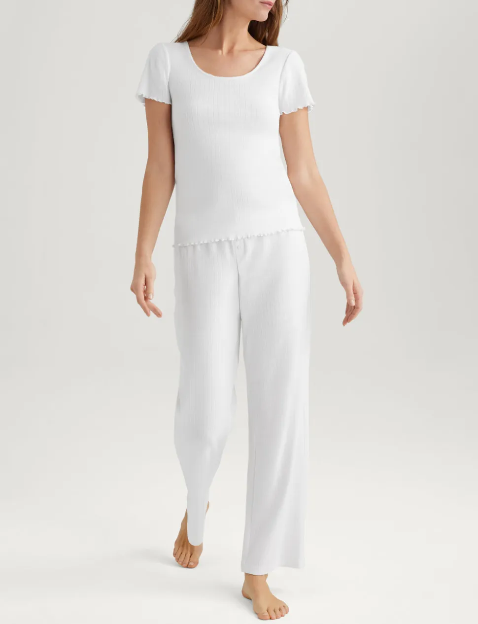 Women's Cotton Pointelle Rib Tee & Pant Set