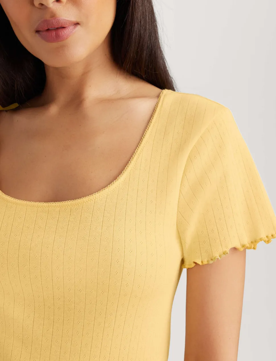 Women's Cotton Pointelle Rib Tee & Pant Set