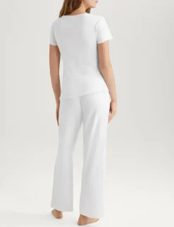 Women's Cotton Pointelle Rib Tee & Pant Set