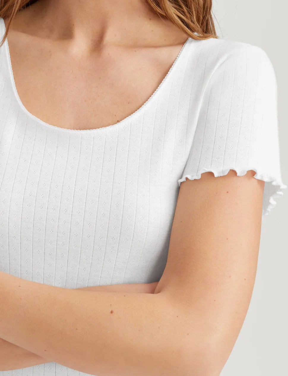 Women's Cotton Pointelle Rib Tee & Pant Set