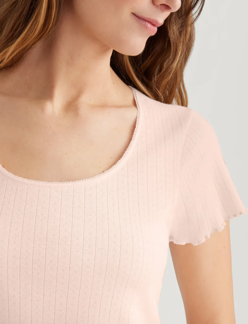 Women's Cotton Pointelle Rib Tee