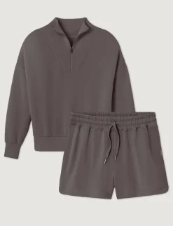 Women's Luxe Traveler Knit Quarter Zip & Mid-Rise Short Set