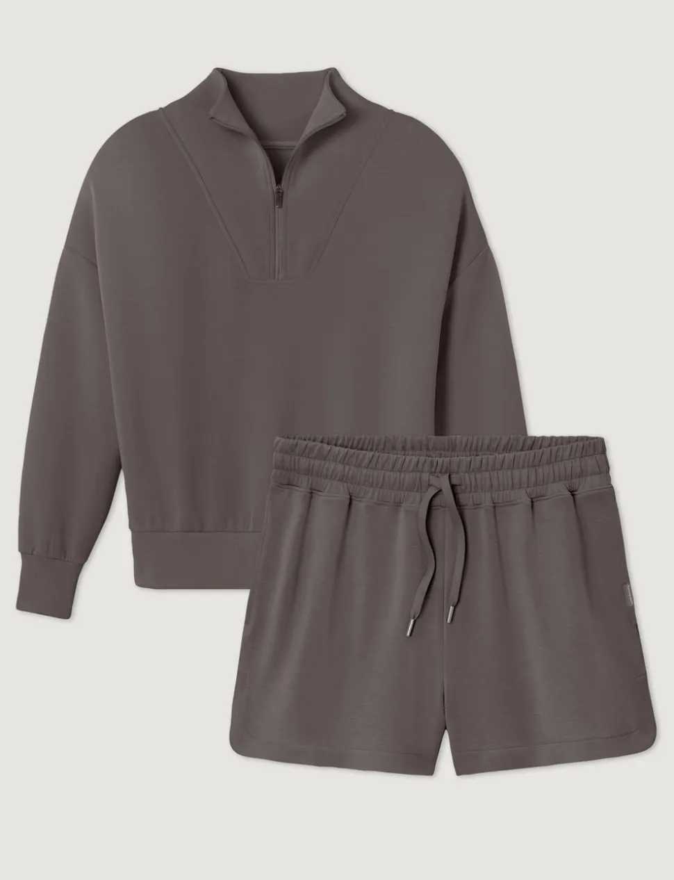 Women's Luxe Traveler Knit Quarter Zip & Mid-Rise Short Set