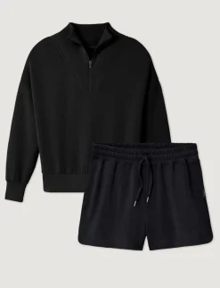 Women's Luxe Traveler Knit Quarter Zip & Mid-Rise Short Set