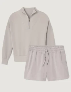 Women's Luxe Traveler Knit Quarter Zip & Mid-Rise Short Set