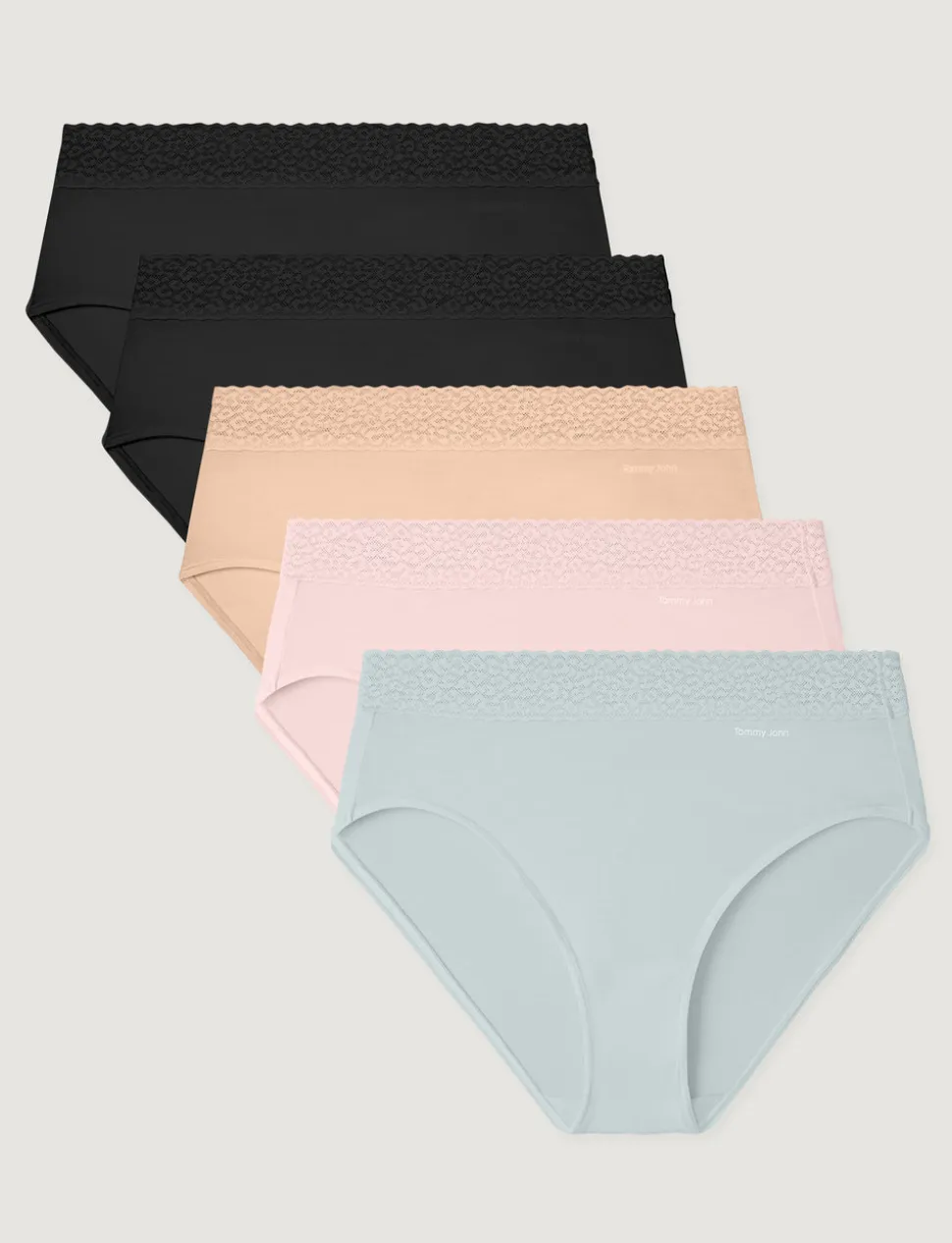 Women's Second Skin High-Rise Brief, Lace Waist (5-Pack)