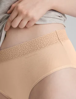 Women's Second Skin High-Rise Brief, Lace Waist (5-Pack)