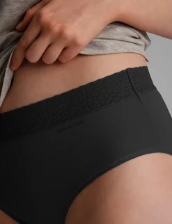 Women's Second Skin High-Rise Brief, Lace Waist (5-Pack)