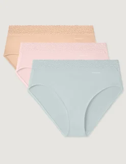 Women's Second Skin High-Rise Brief, Lace Waist (5-Pack)