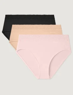 Women's Second Skin High-Rise Brief, Lace Waist (5-Pack)