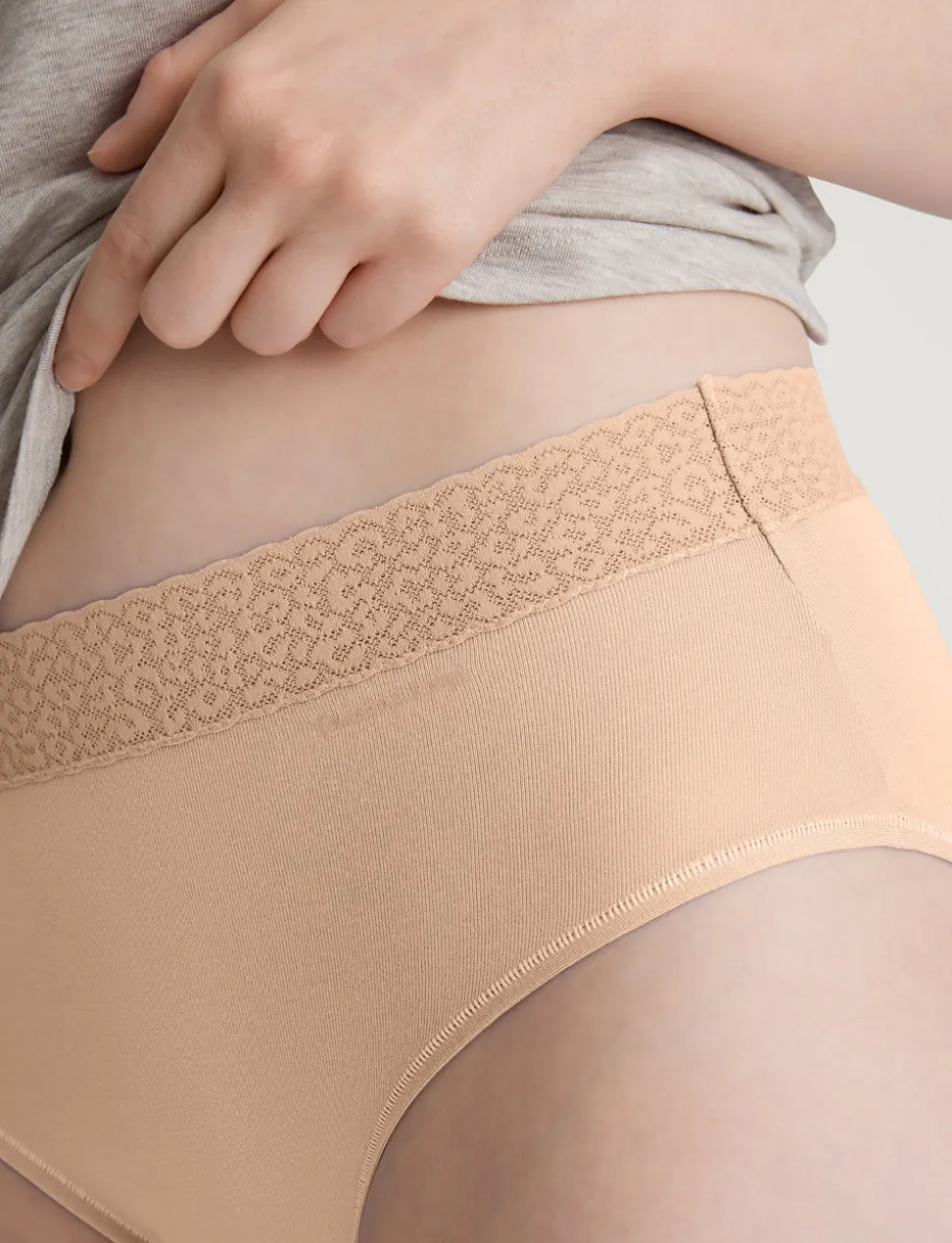 Women's Second Skin High-Rise Brief, Lace Waist (5-Pack)