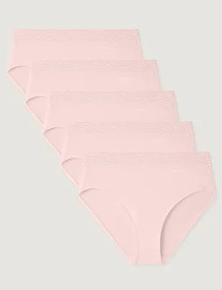 Women's Second Skin High-Rise Brief, Lace Waist (5-Pack)