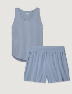 Women's Second Skin Luxe Rib Sleep Tank & Short Set