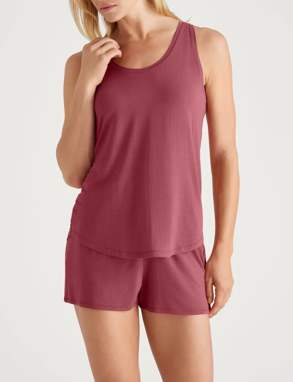 Women's Second Skin Luxe Rib Sleep Tank & Short Set