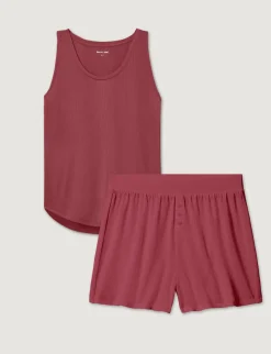 Women's Second Skin Luxe Rib Sleep Tank & Short Set