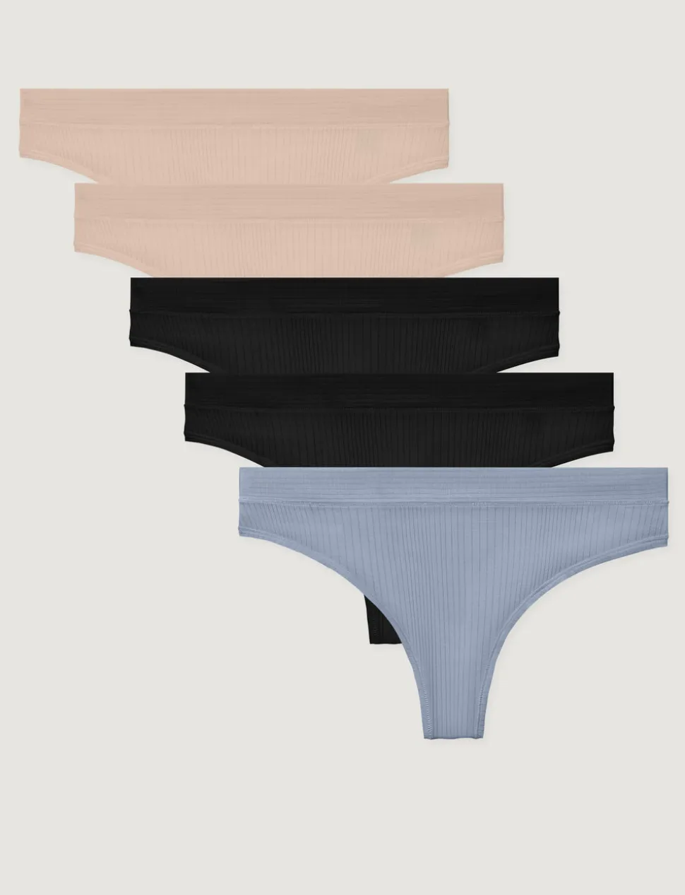 Women's Second Skin Luxe Rib Thong (5-Pack)