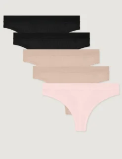 Women's Second Skin Luxe Rib Thong (5-Pack)