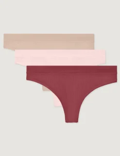 Women's Second Skin Luxe Rib Thong (3-Pack)
