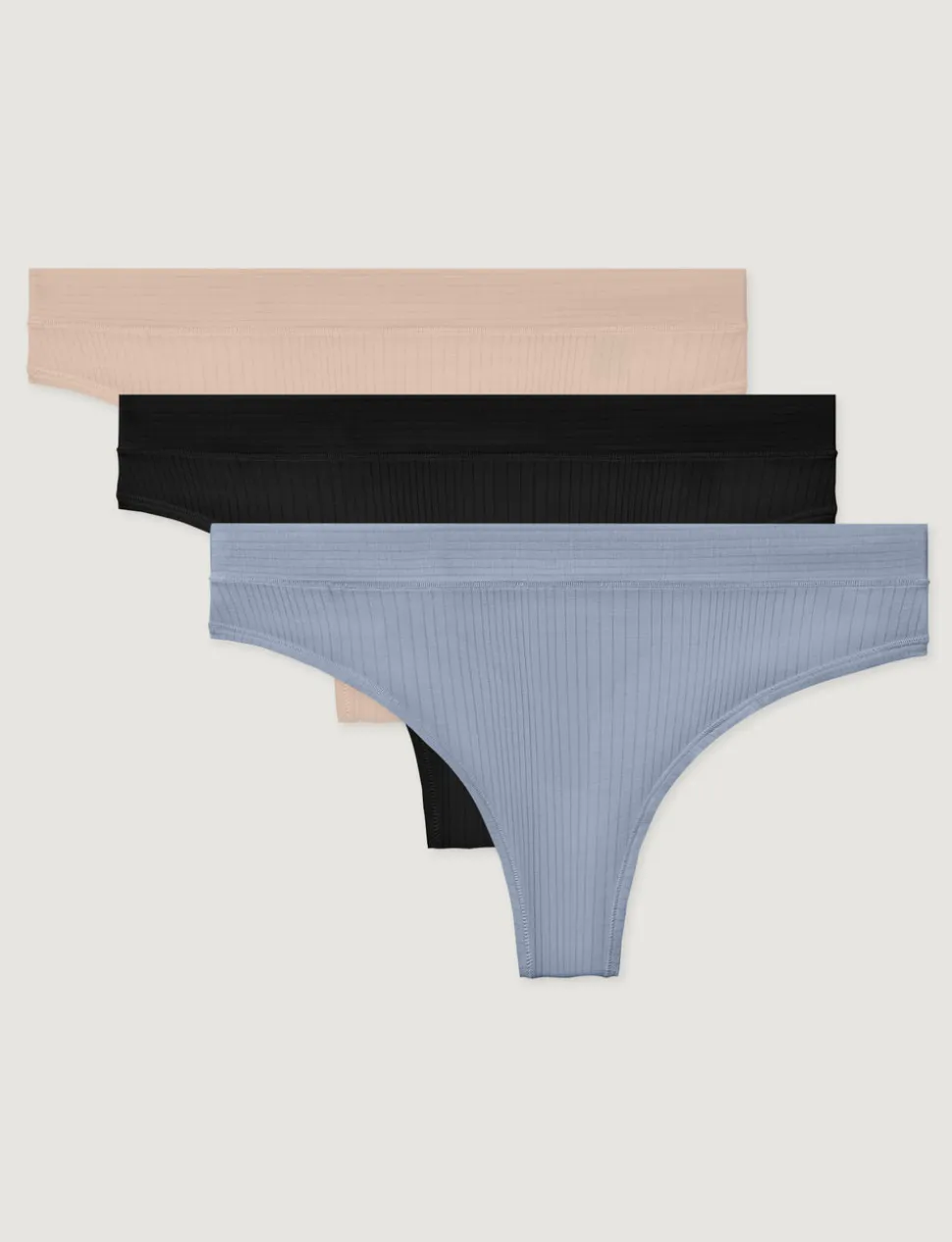 Women's Second Skin Luxe Rib Thong (3-Pack)
