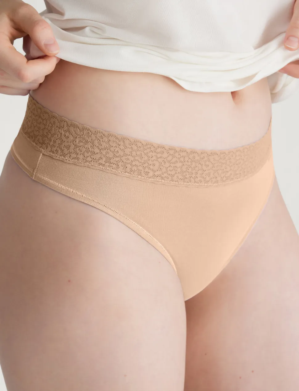 Women's Second Skin Thong, Lace Waist (5-Pack)