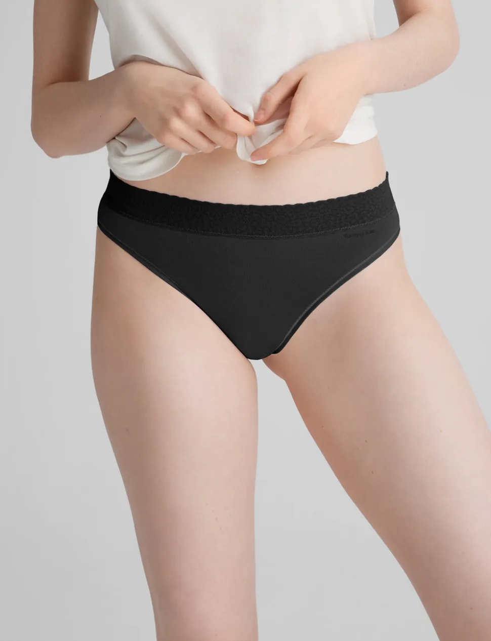 Women's Second Skin Thong, Lace Waist (5-Pack)