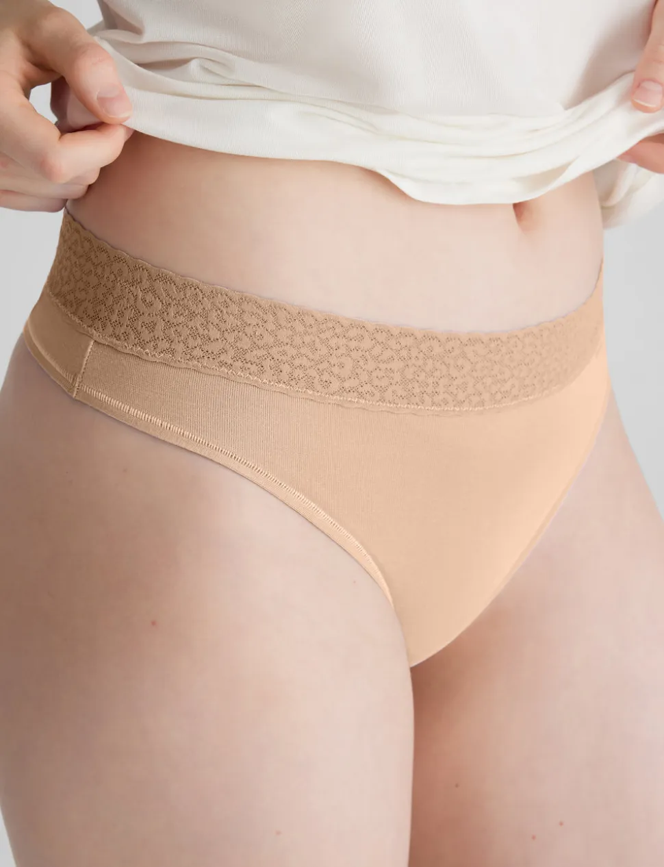 Women's Second Skin Thong, Lace Waist (5-Pack)