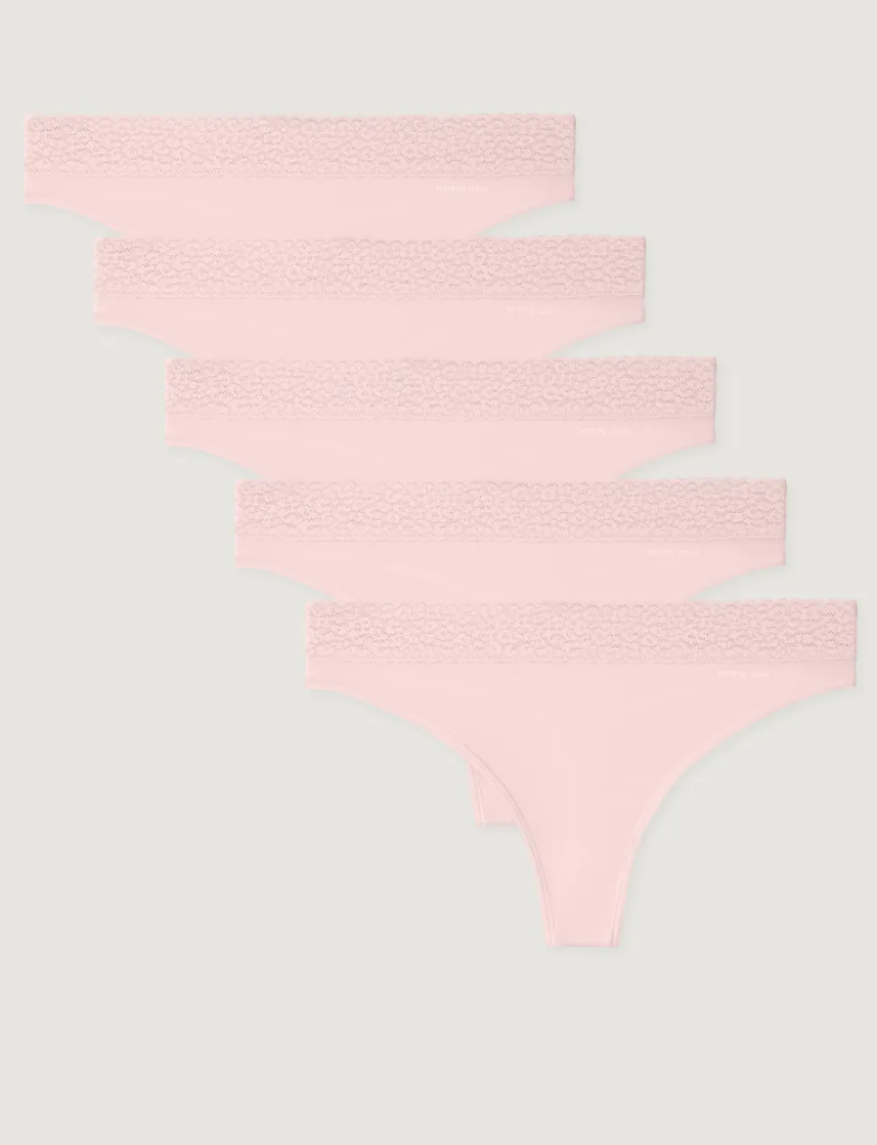 Women's Second Skin Thong, Lace Waist (5-Pack)