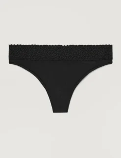 Women's Second Skin Thong, Lace Waist (5-Pack)