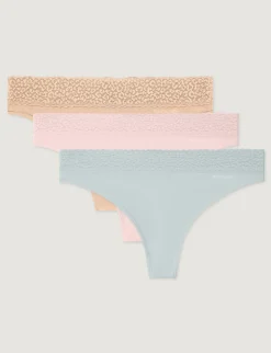 Women's Second Skin Thong, Lace Waist (5-Pack)
