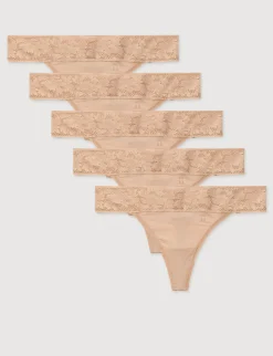 Women's Second Skin Thong, Lace Waist (3-Pack)