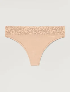 Women's Second Skin Thong, Lace Waist (3-Pack)