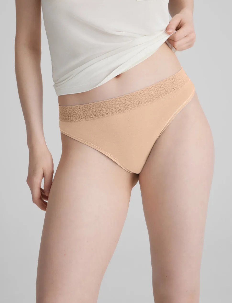Women's Second Skin Thong, Lace Waist (3-Pack)